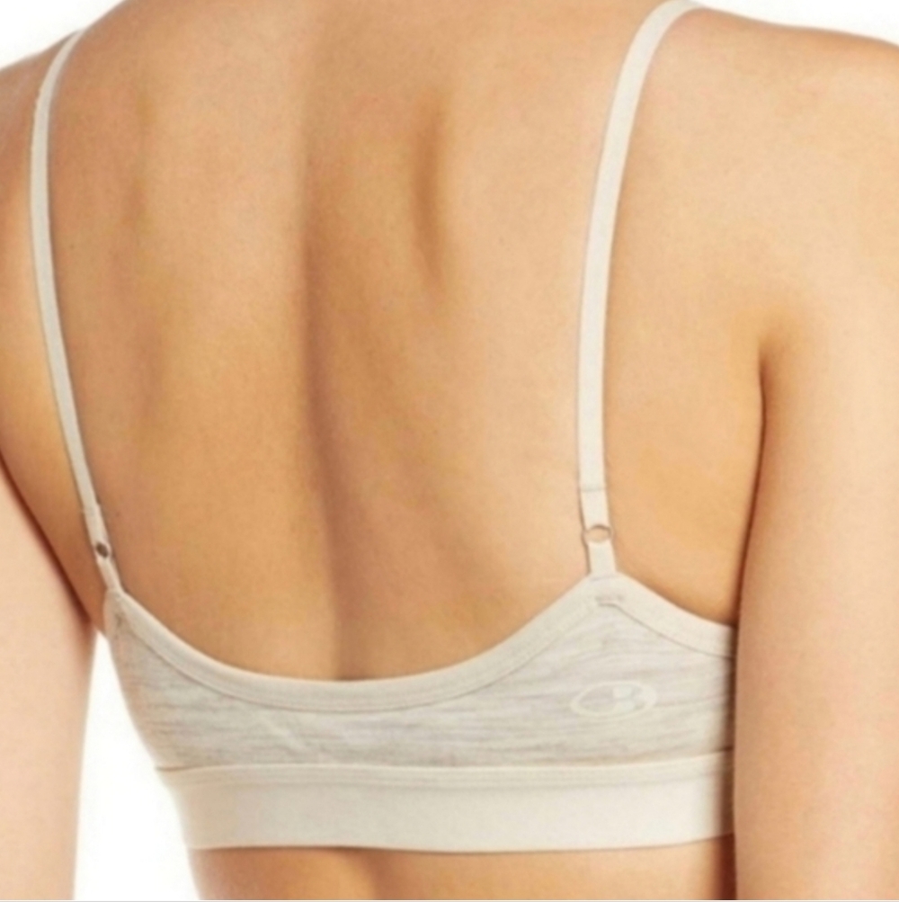 ICEBREAKER MERINO WOOL BLEND SIREN BRALETTE IN FAWN HEATHER, SZ:MEDIUM - Picture 2 of 6
